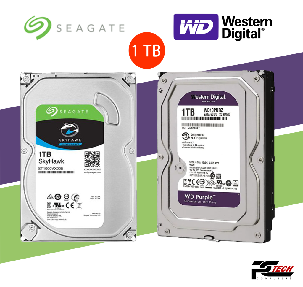 SEAGATE BarraCuda & WESTERN DIGITAL perple 1TB Dekstop Hard Disk